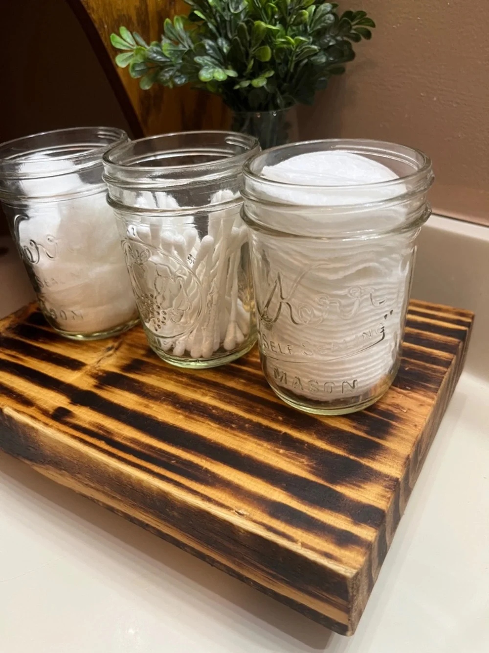 Rustic Bath Counter Riser, Wooden Pedestal Tray, Kitchen Trivet, Handmade
